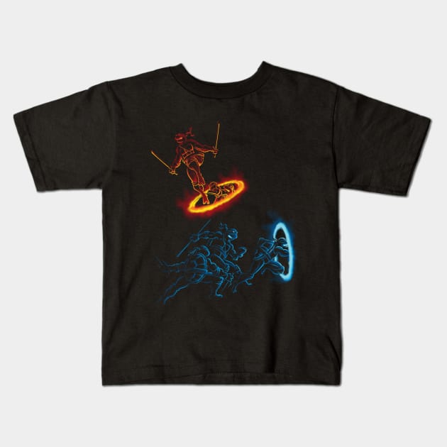 Turtle Portal Kids T-Shirt by djkopet